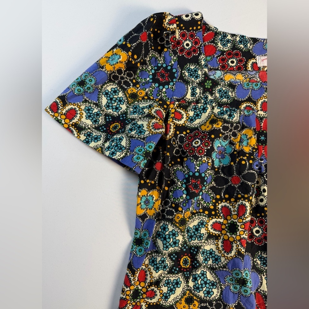 Handmade Floral Peasant Top with Puff Sleeves Size Medium EUC - Picture 2 of 6